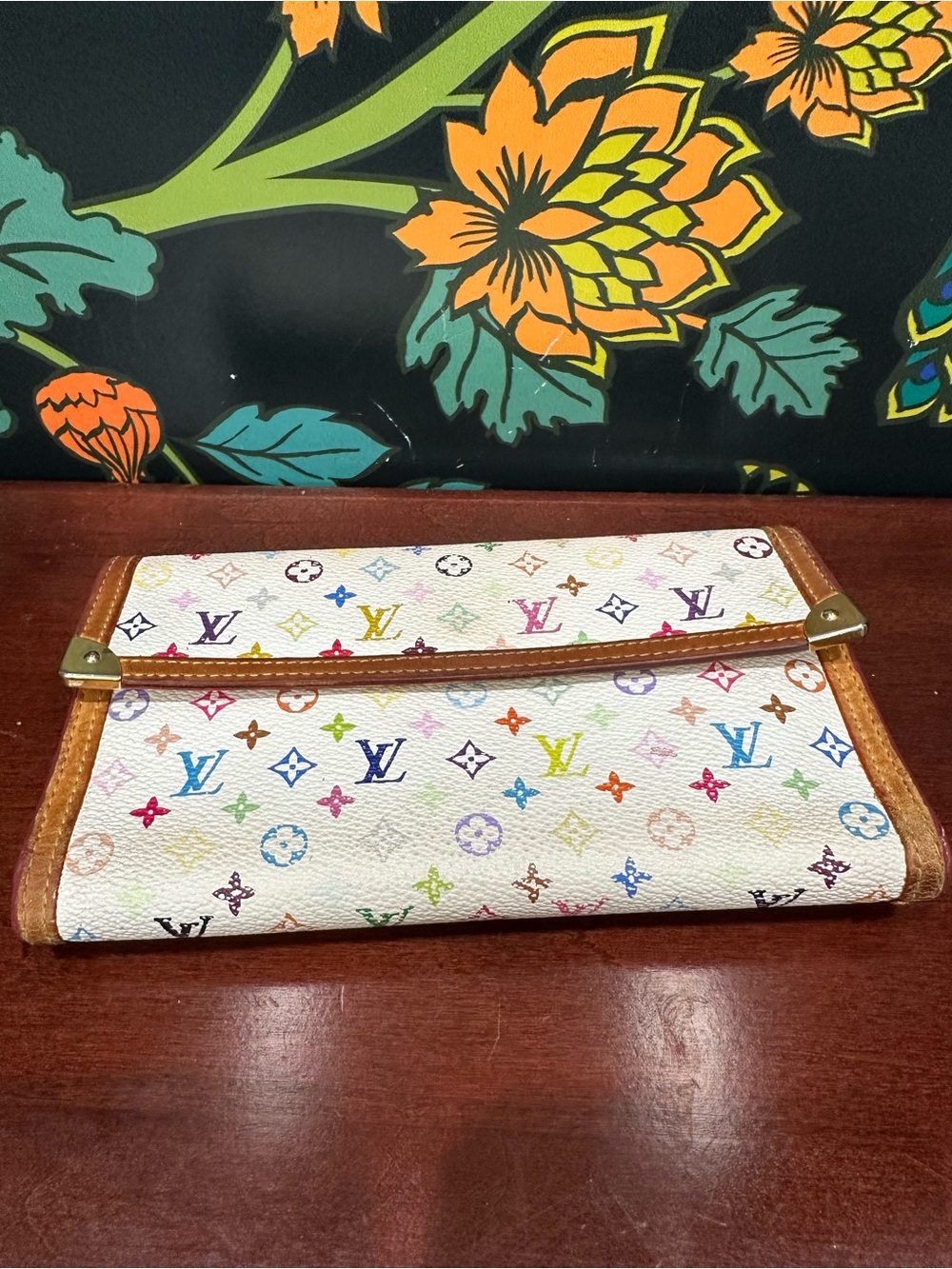 Louis Vuitton Takashi Murakami White Multicolore Porte-Trésor International 2005 - Picture 8 of 16